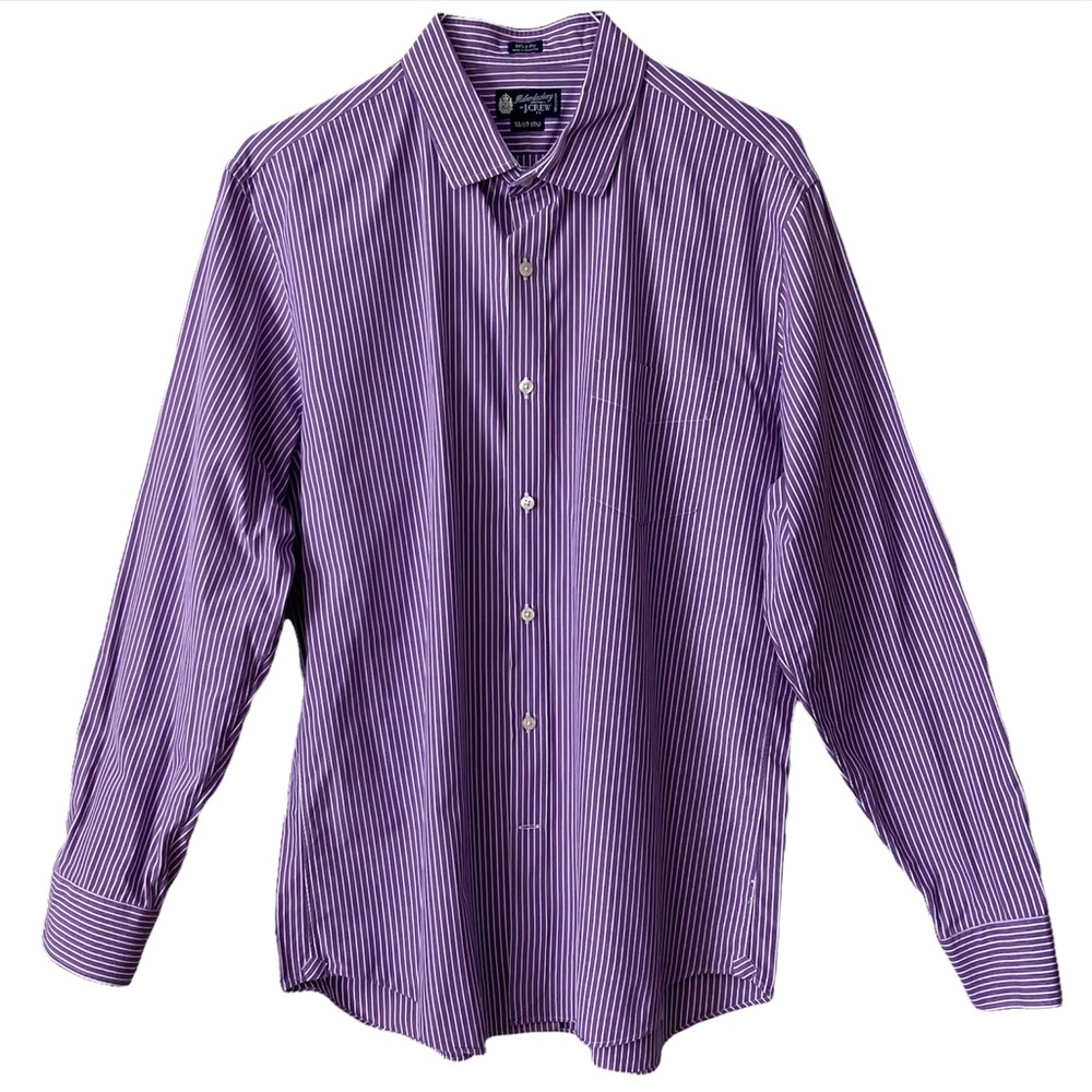 J Crew Men’s Purple White Stripe Dress Shirt XL